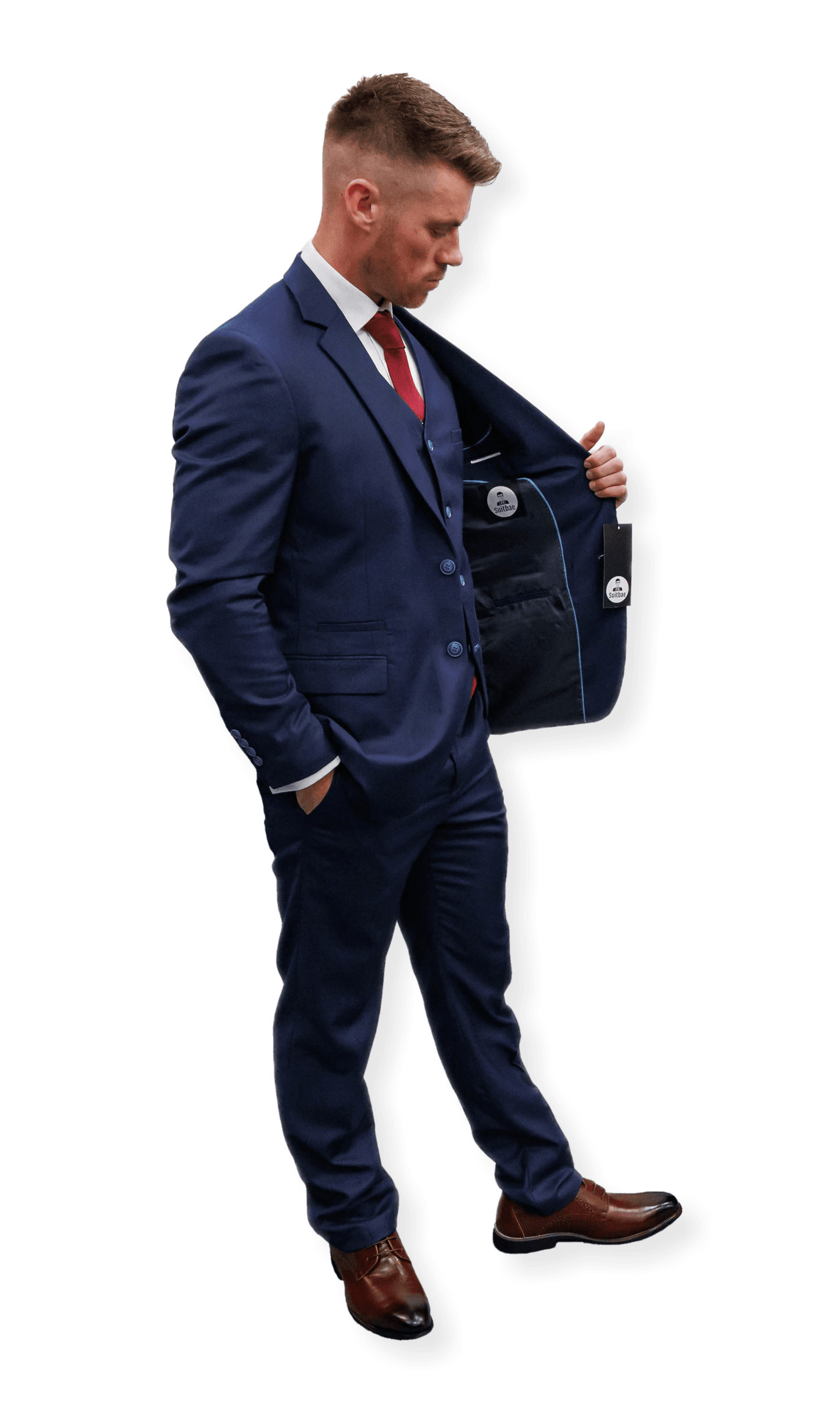 Suitbae Solid Blue Three Piece Suit π