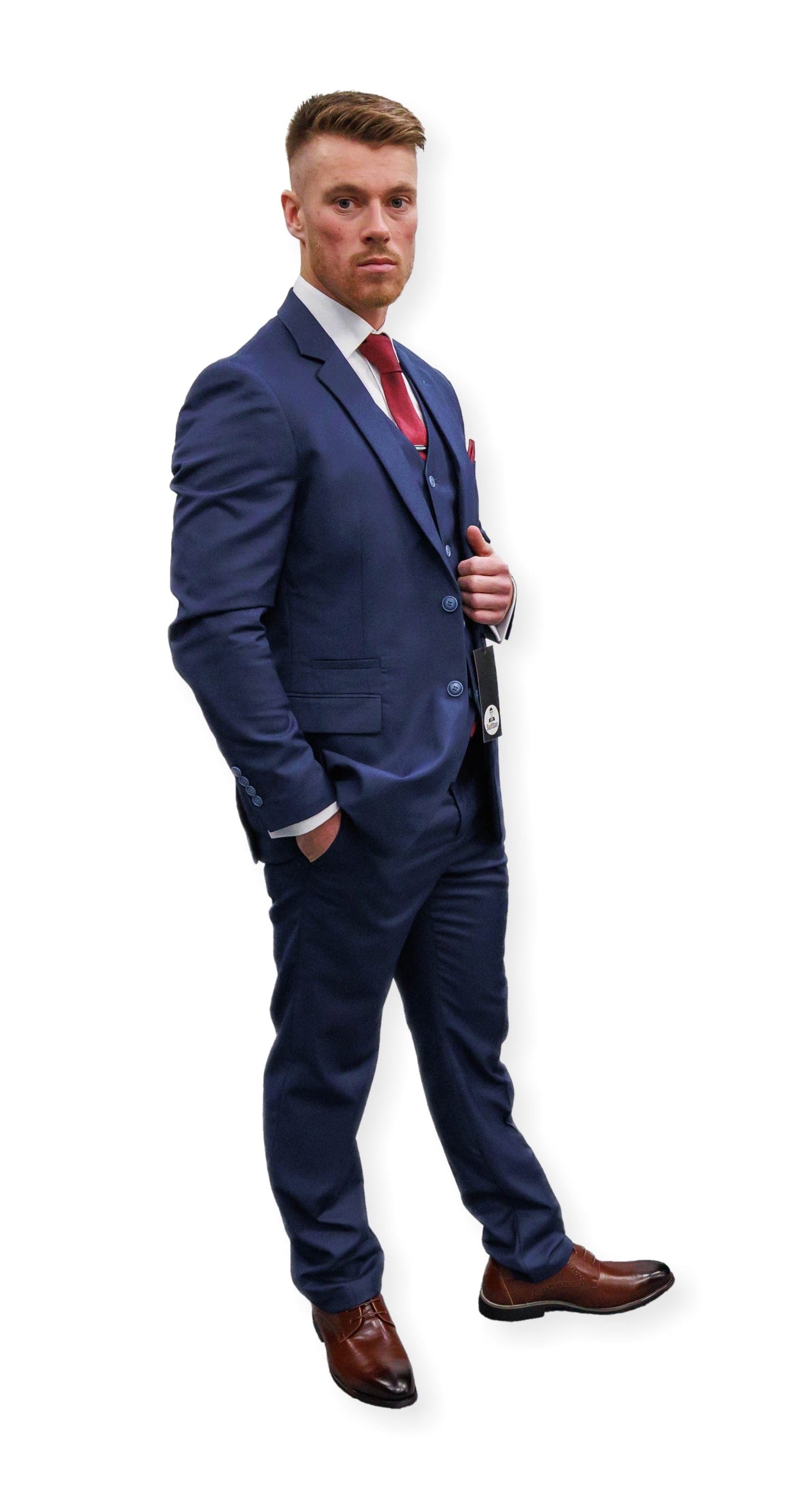 Suitbae Solid Blue Three Piece Suit π