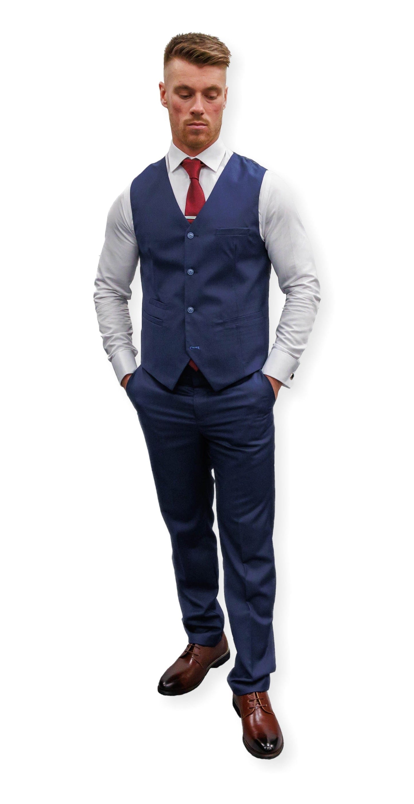 Suitbae Solid Blue Three Piece Suit π