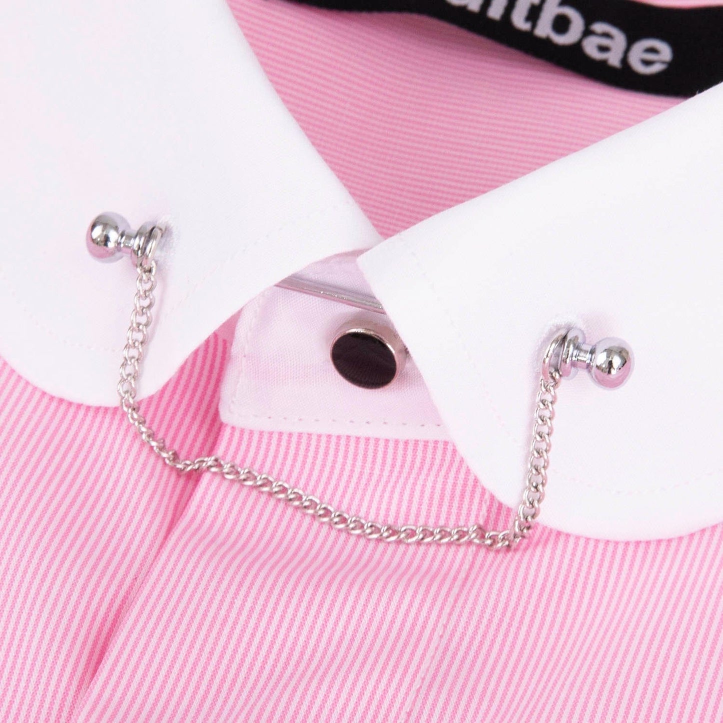 Pink Stripe Slim Fit Round Collar Double Cuff Shirt