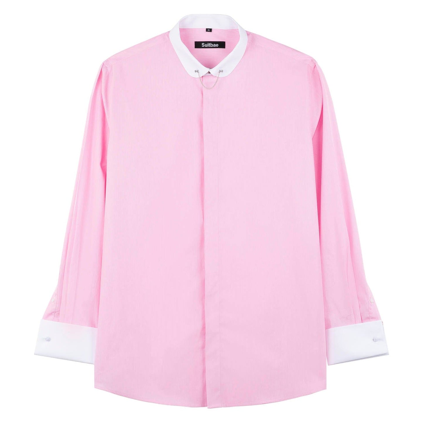 Pink Stripe Round Collar Cufflink Shirt