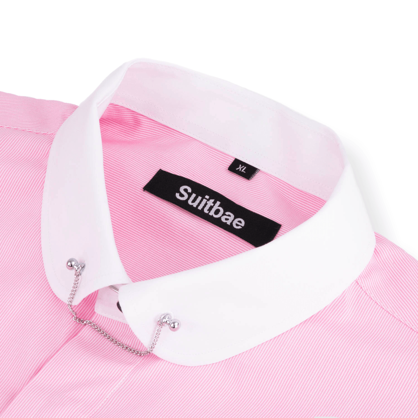 Pink Stripe Slim Fit Round Collar Double Cuff Shirt