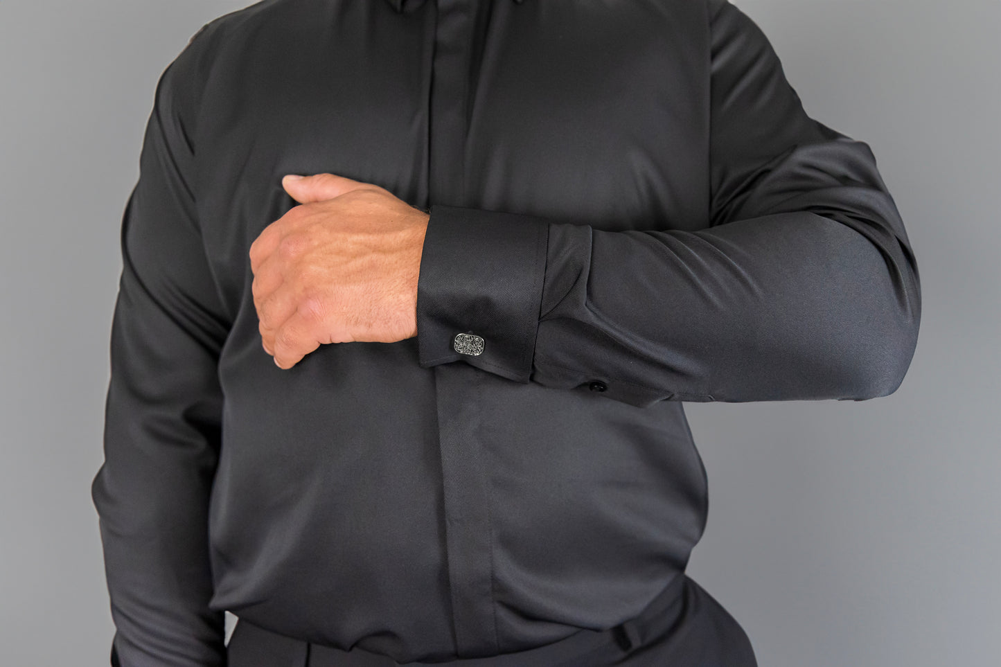 Black Stretch Cufflink Shirt