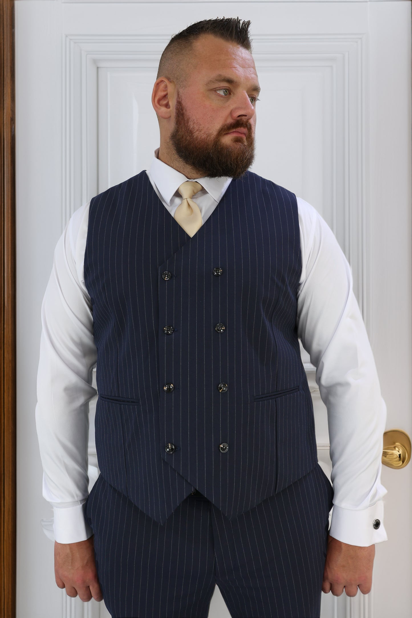 Navy Pinstripe XL Three Piece Suit