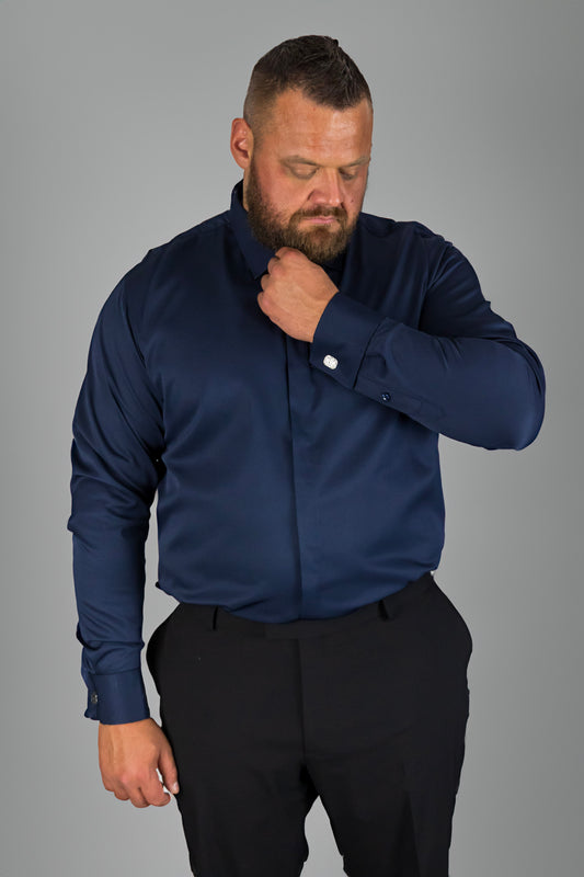 Navy Stretch Cufflink Shirt