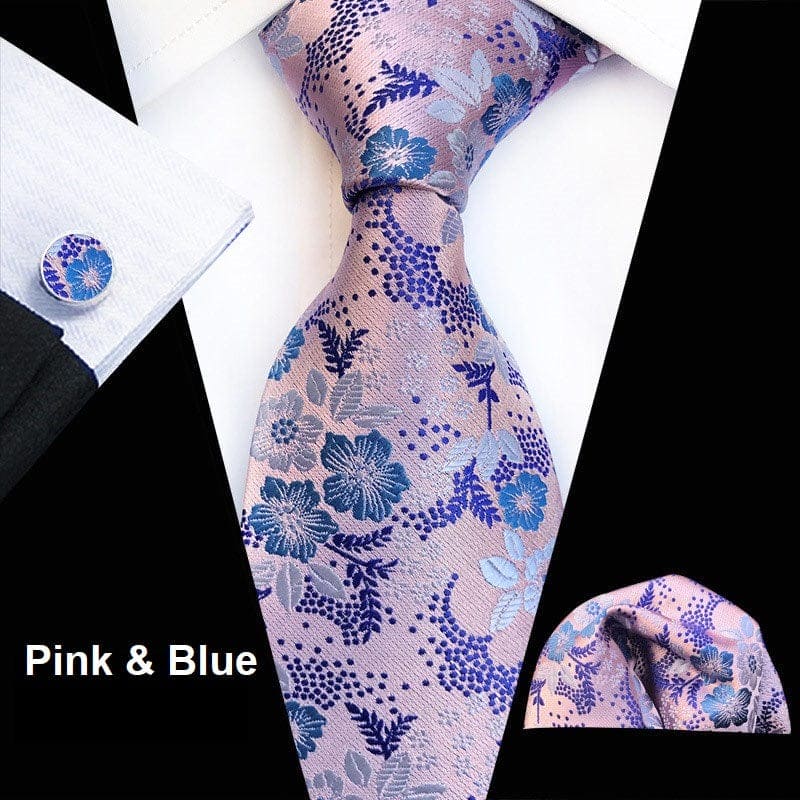 Suitbae Pink and Blue Floral Tie