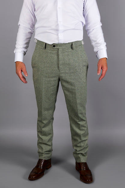 Sage Herringbone Three Piece Suit