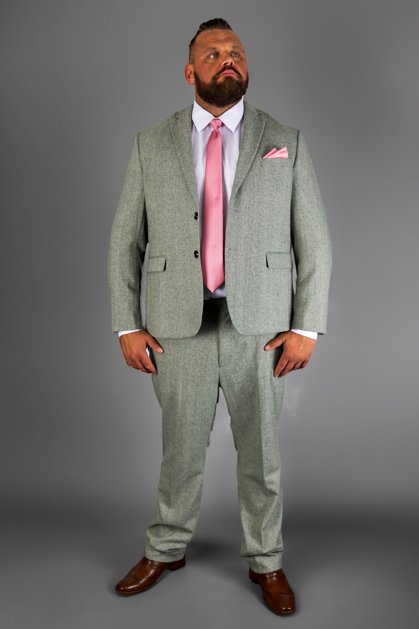 Sage Herringbone XL Three Piece Suit