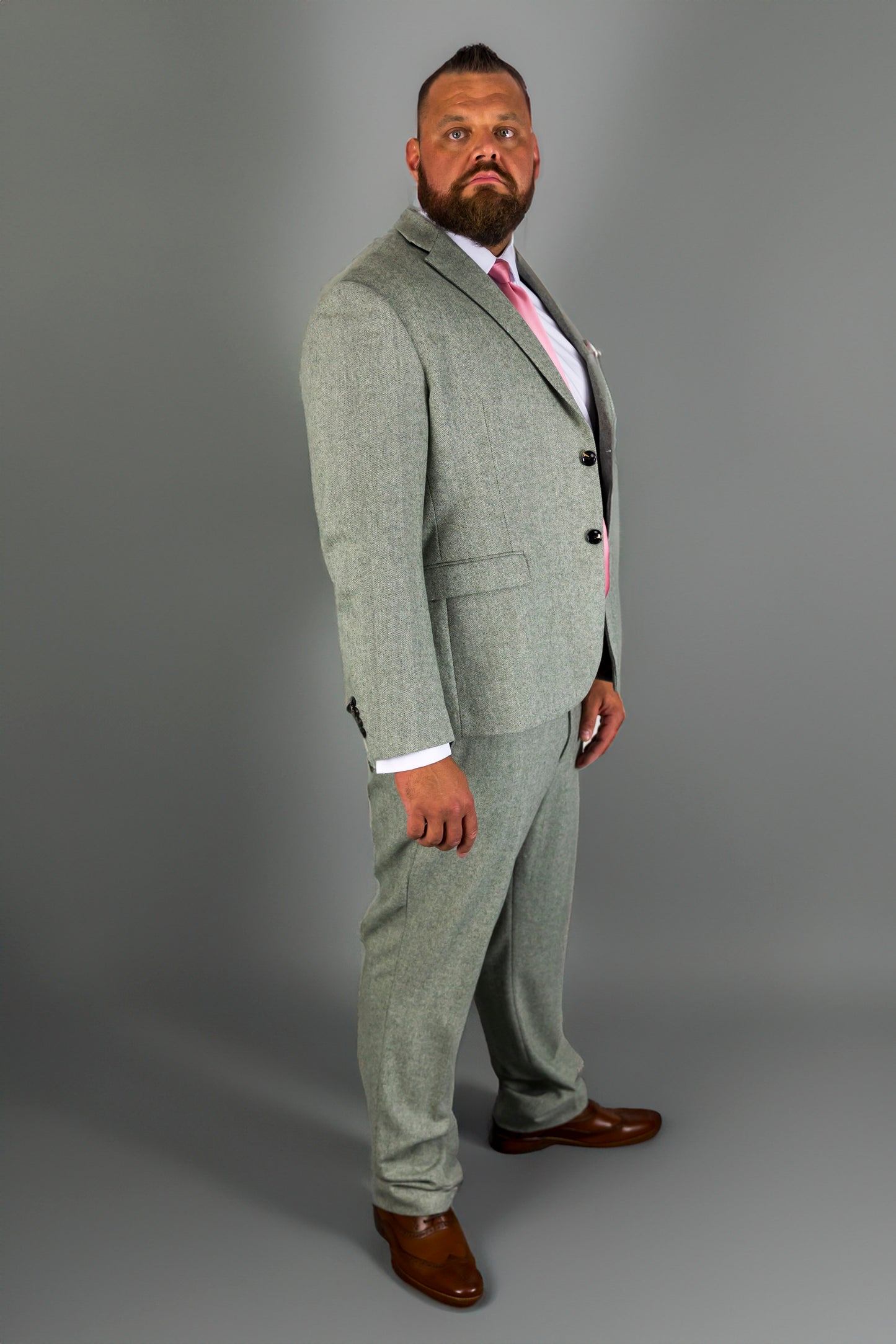 Sage Herringbone XL Three Piece Suit