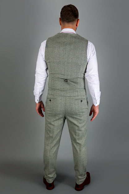 Sage Herringbone Three Piece Suit