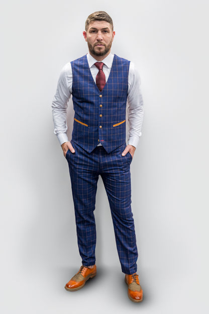 New Suitbae Shelby Navy Check Three Piece Suit