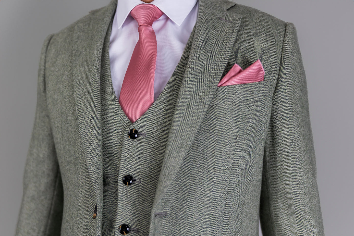 Sage Herringbone XL Three Piece Suit