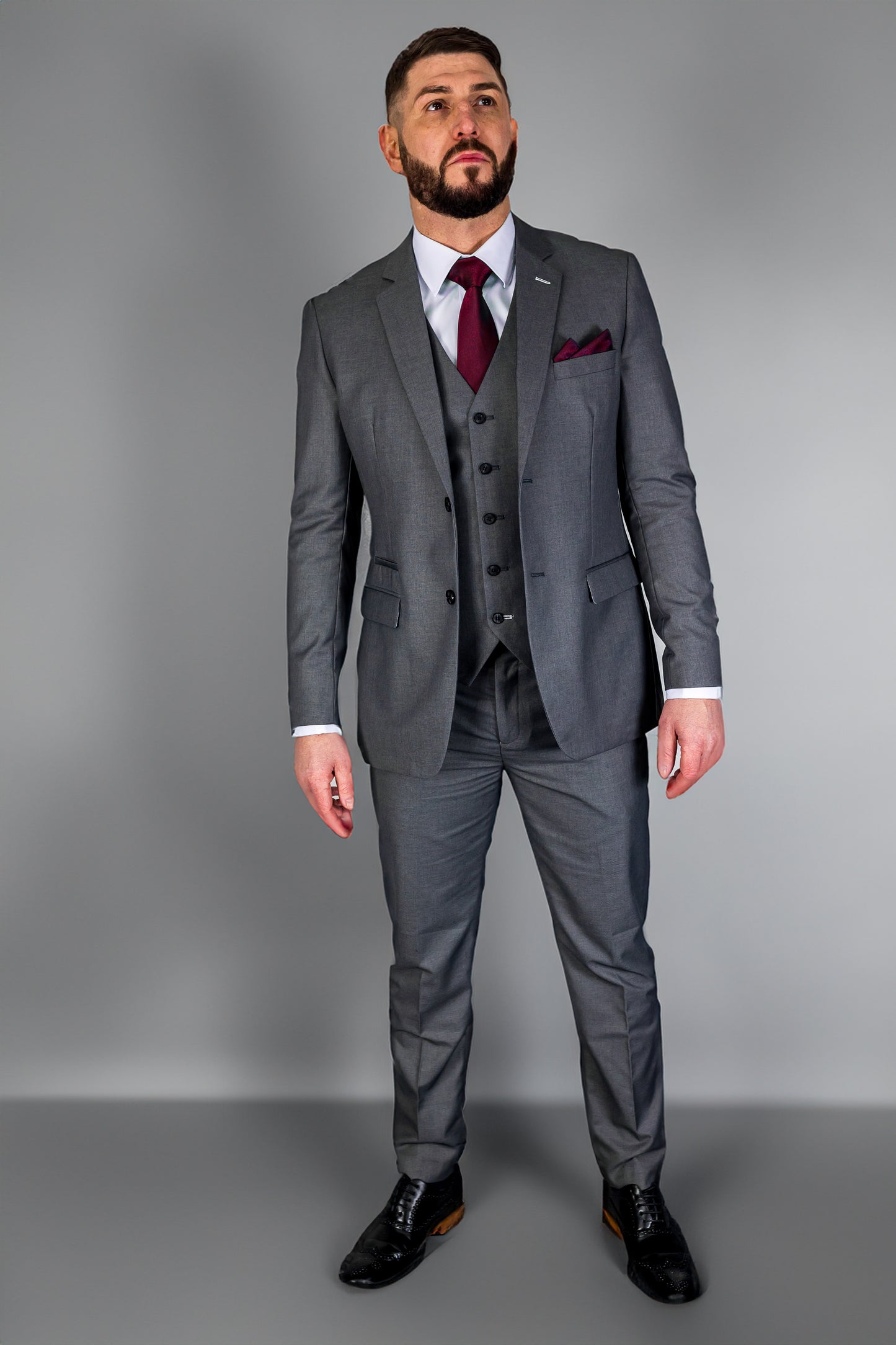 Mens Three Piece Suit Light Grey Wedding Racing Prom Groom 3 Formal Special Day