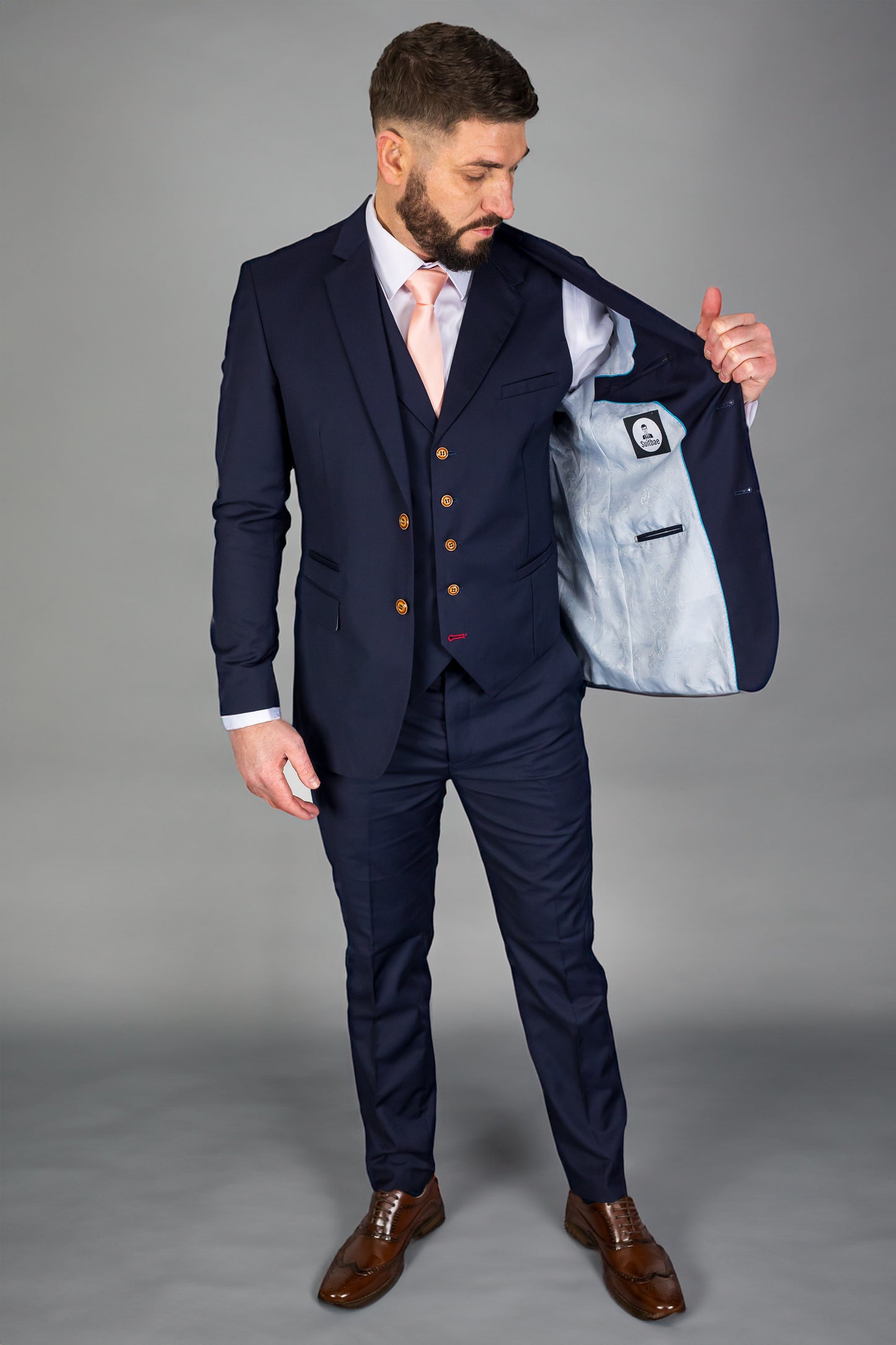 Mens Three Piece Suit Navy Wedding Racing Prom Groom 3 Formal Special Occasion