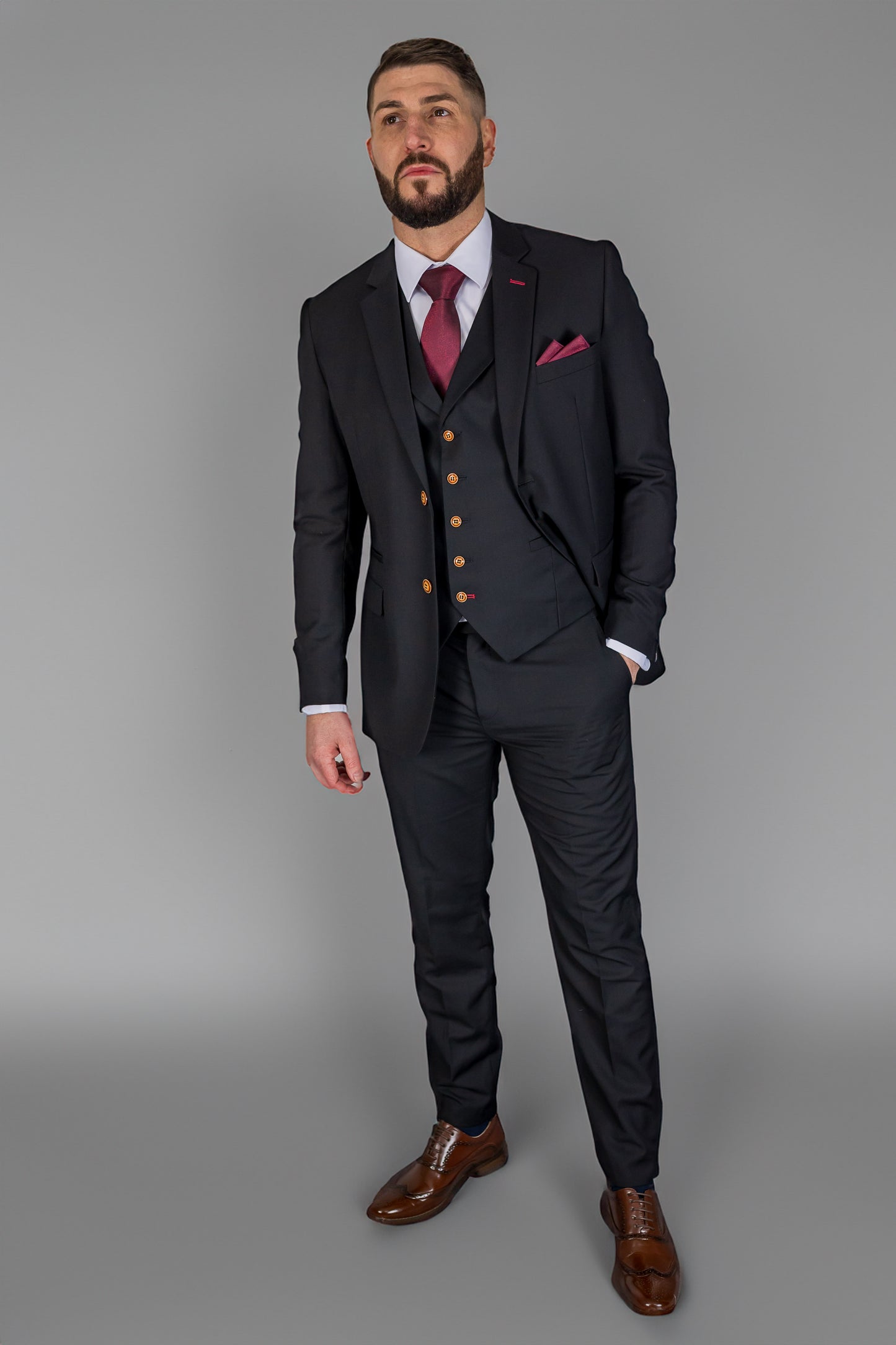 Mens Three Piece Suit Black Wedding Racing Prom Groom 3 Formal Special Occasion