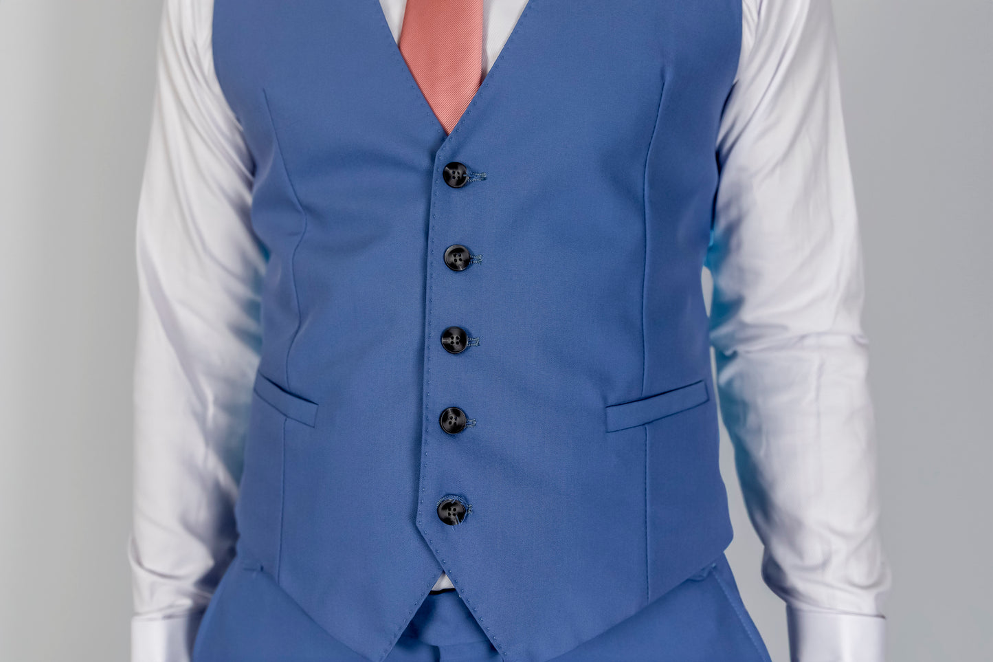 Baby Blue 100% Wool Three Piece Suit