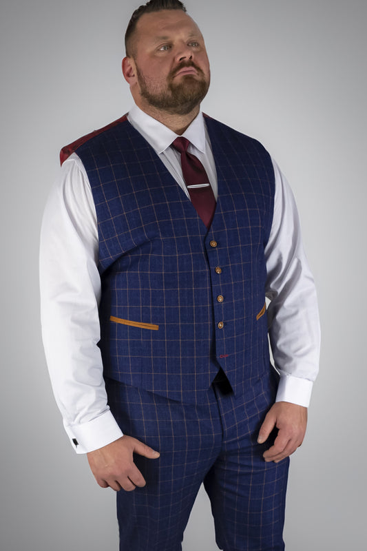 Suitbae Shelby Blue Check Waistcoat