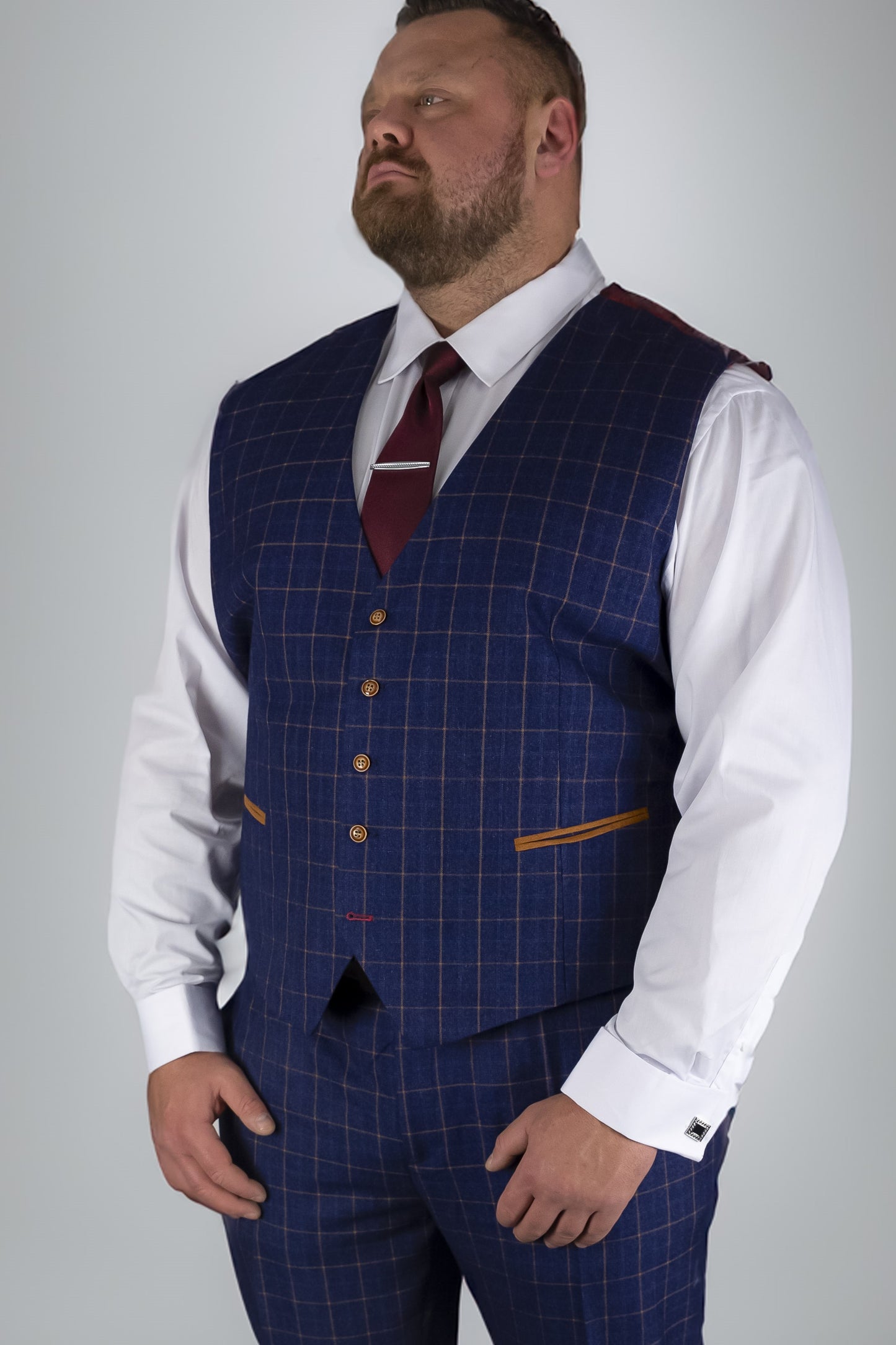 Suitbae Shelby Blue Check Waistcoat