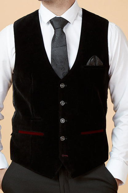 Marc Darcy Black Velvet Waistcoat