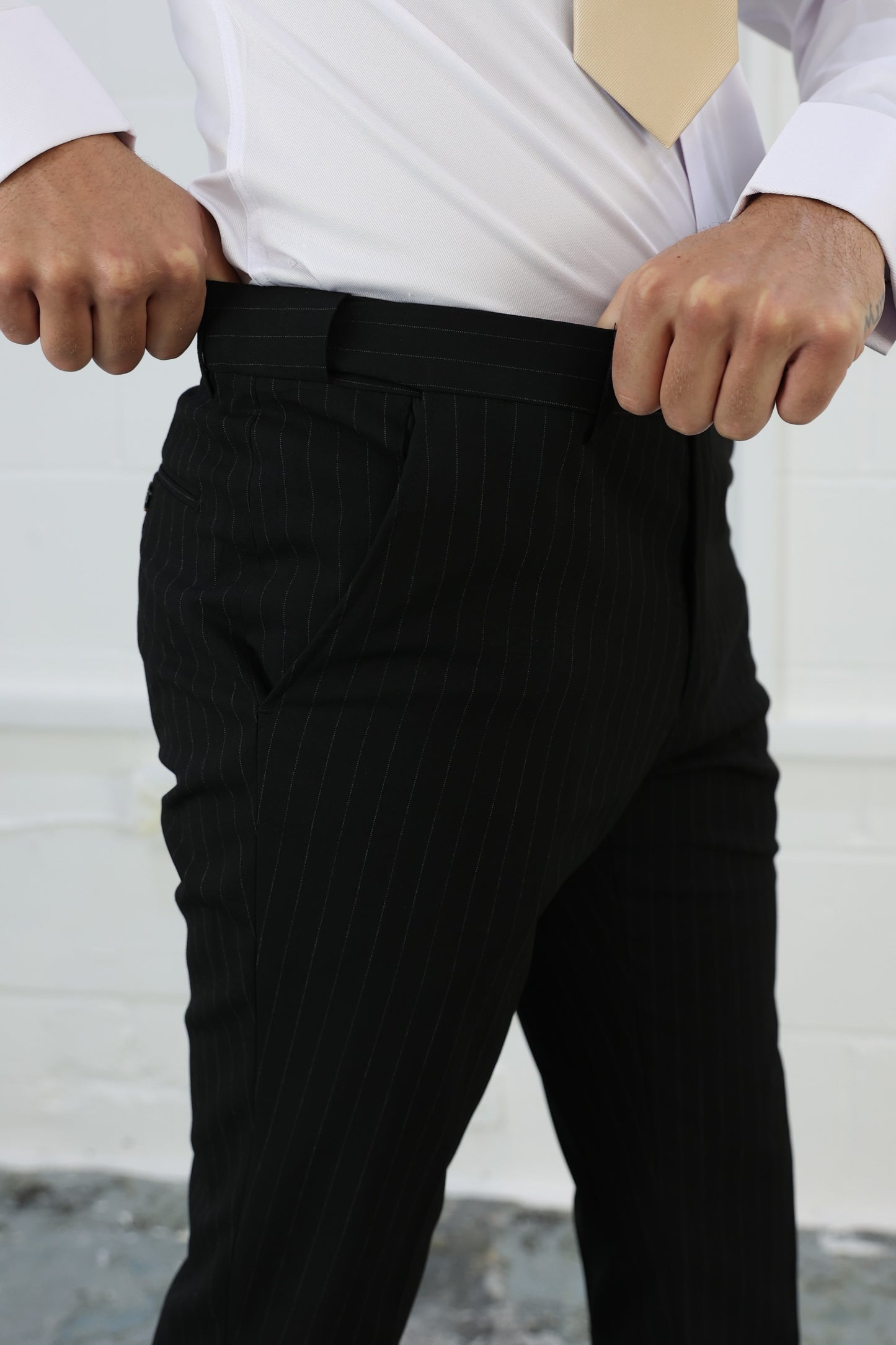 Black Pinstripe Stretch Trouser