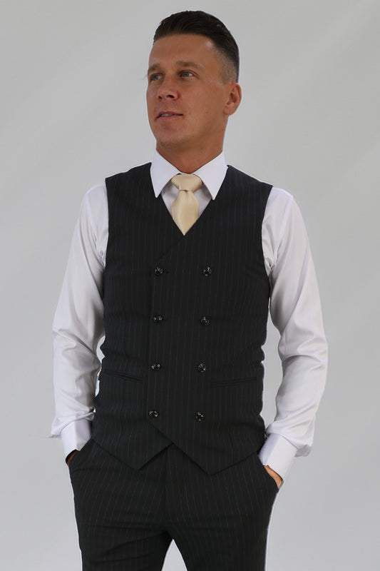 Black Pinstripe Waistcoat