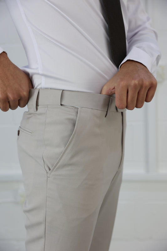 Kian Stone Beige Stretch Trouser