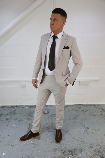 Kian Stone Beige Two Piece Suit