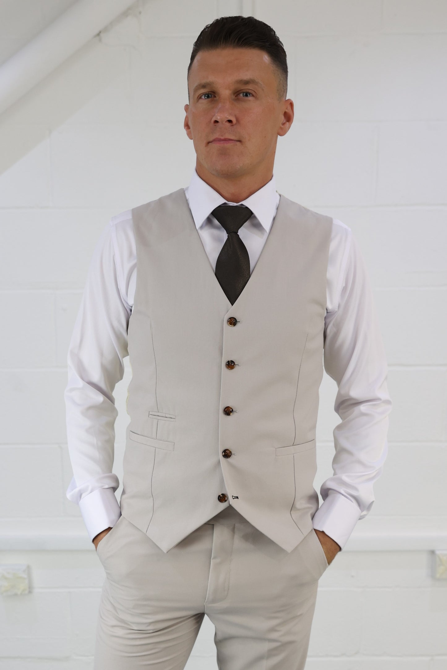 Kian Stone Beige Waistcoat