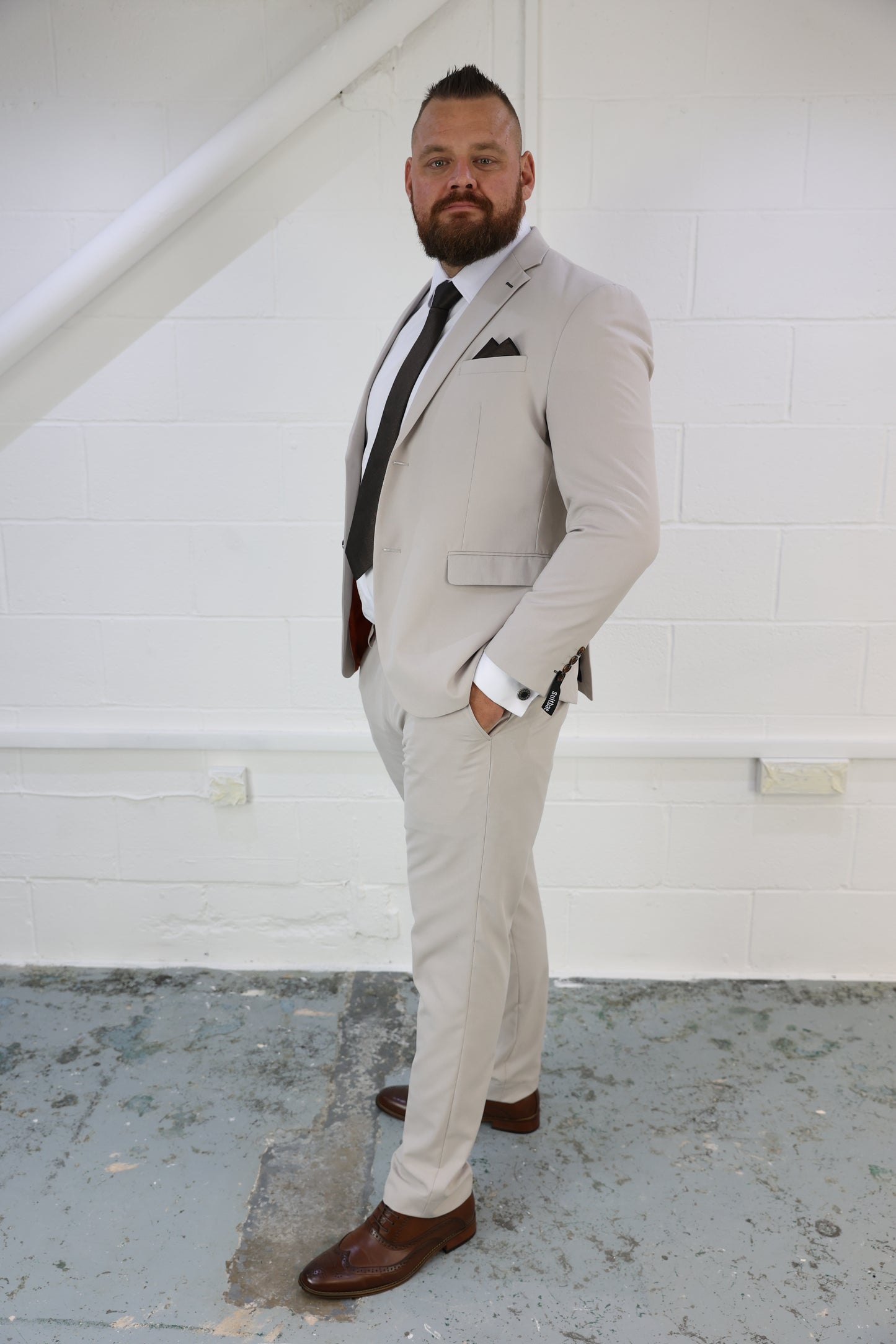 Kian Stone Beige Two Piece Suit