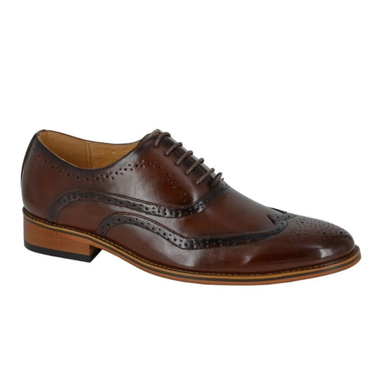 close up of brown brogues oxford dress shoes