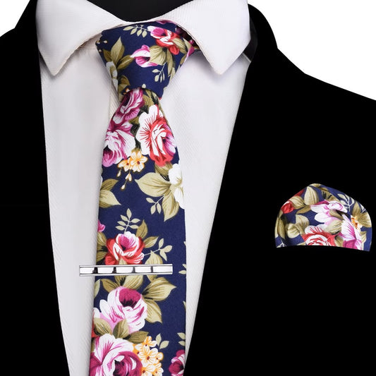Navy Rose Garden Tie Set