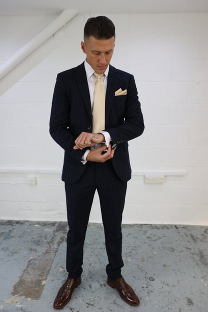 Navy Pinstripe Two Piece Suit