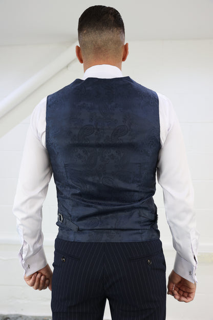 Navy Pinstripe Waistcoat