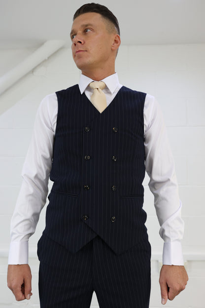 Navy Pinstripe Waistcoat