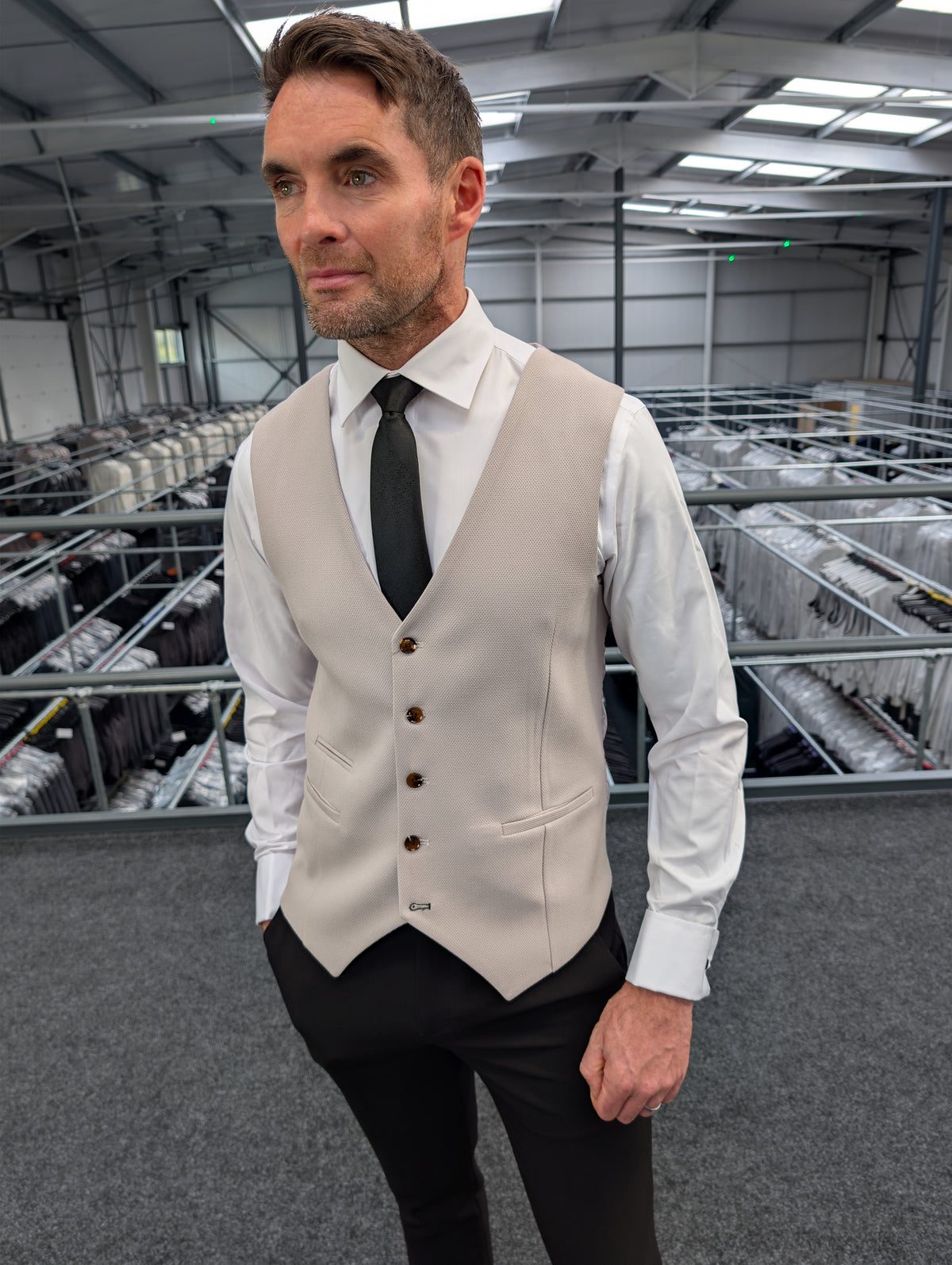 ESCOBAR Stone Textured CONTRAST Three Piece Suit