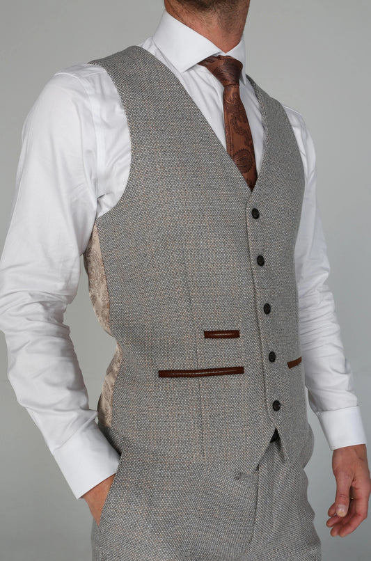 Paul Andrew Cream Tweed Waistcoat