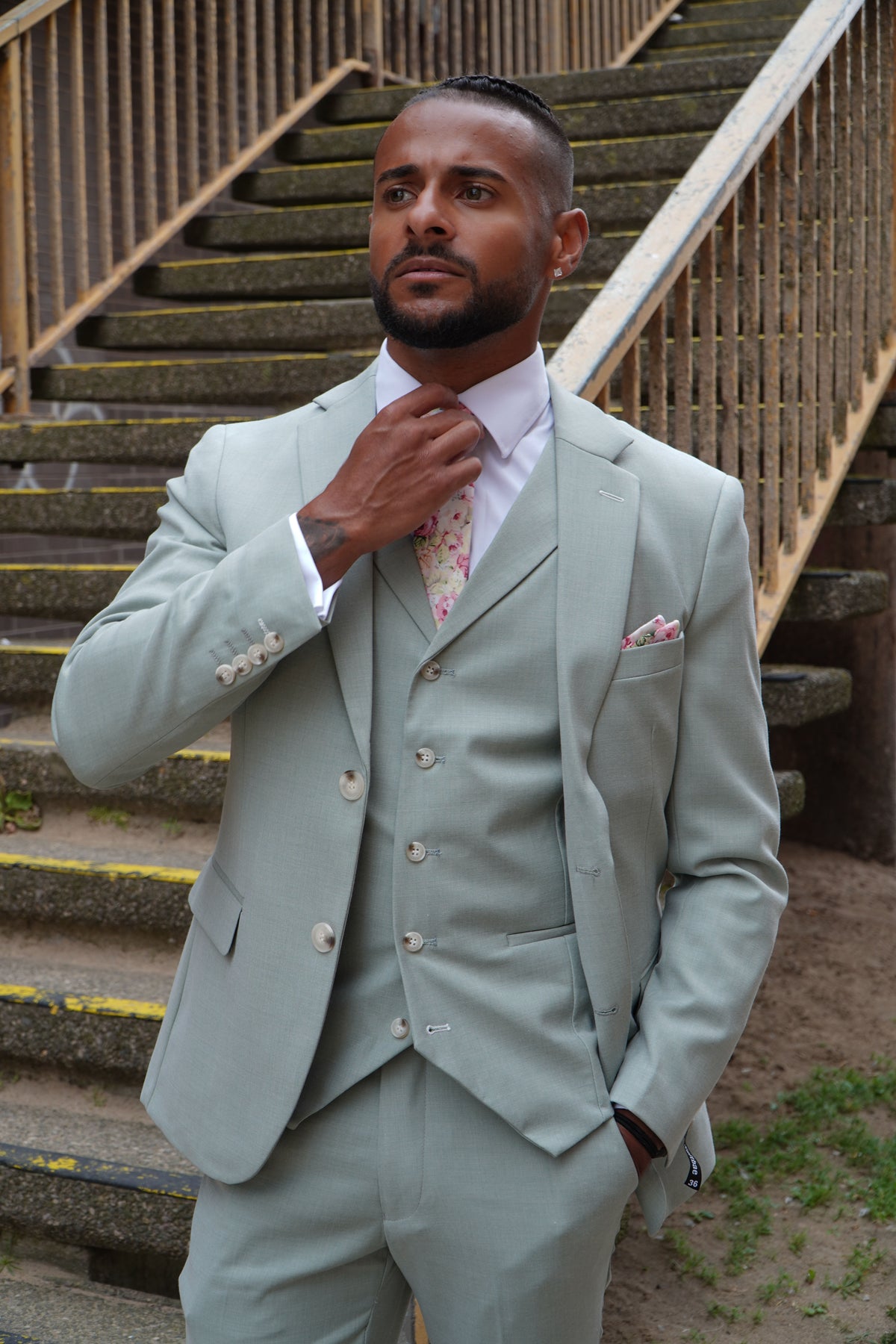 Callum Sage Green Three-Piece Suit | Lightweight & Stretch Fit 