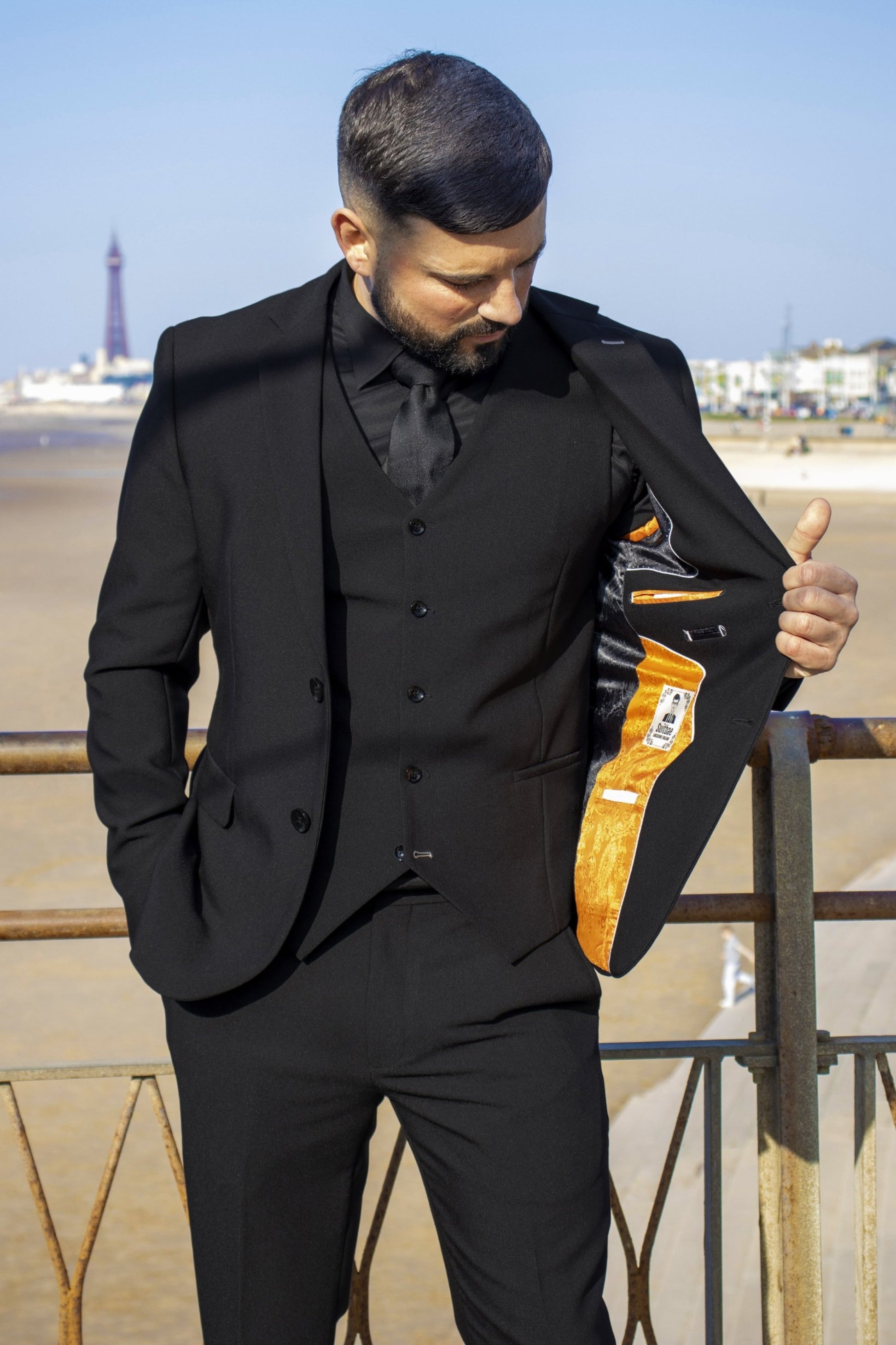 Diablo Black Three-Piece Suit, Perfect Fit & All-Day Comfort | Suitbae SUITBAE.COM Diablo Black Three-Piece Suit, Perfect Fit & All-Day Comfort | Suitbae SUITBAE.COM