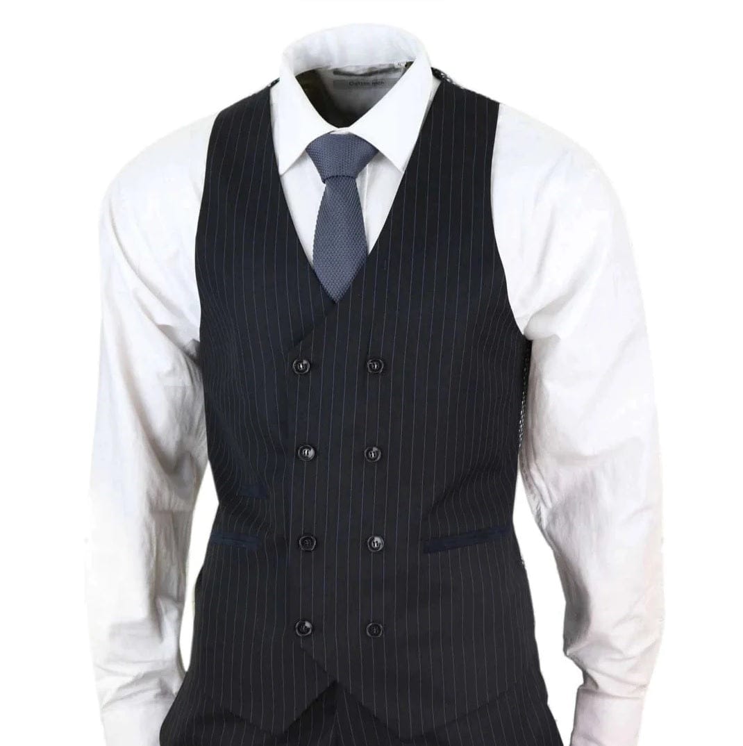 Knighthood Black Pinstripe Three Piece Suit