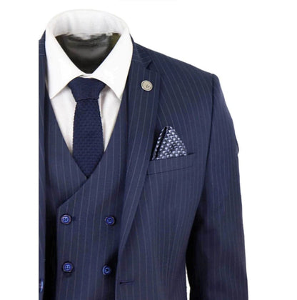 Knighthood Blue Pinstripe Three Piece Suit