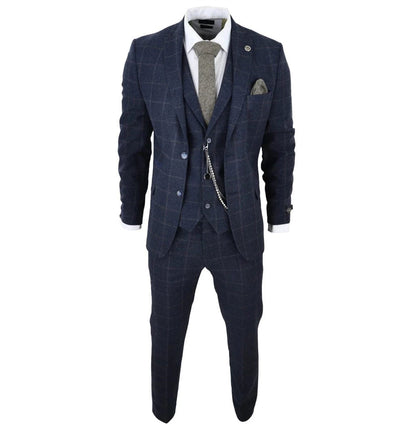 Knighthood Blue Check Tweed Three Piece Suit