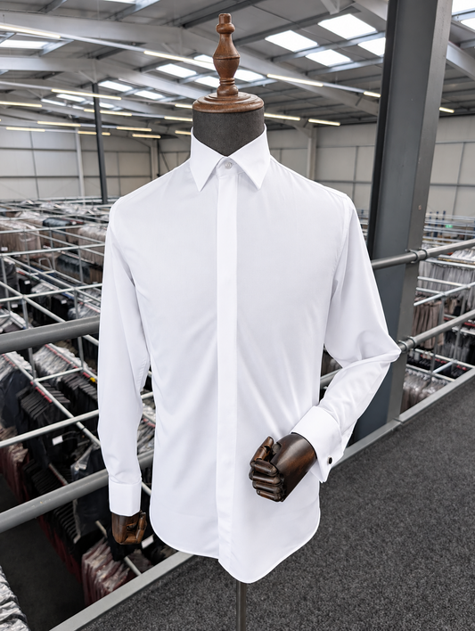 White Stretch Cufflink Shirt