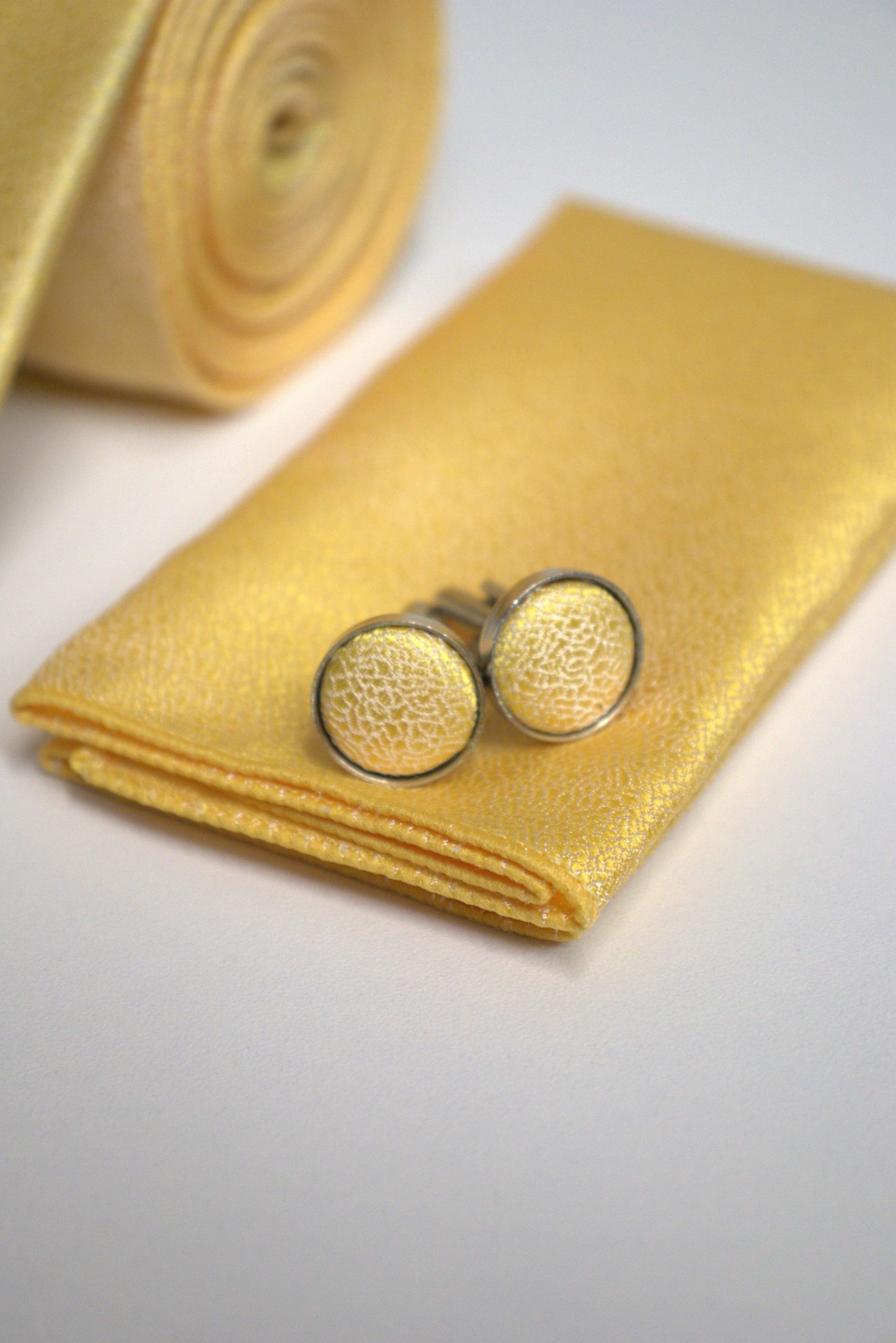 Bright Banana Yellow Textured Tie Set