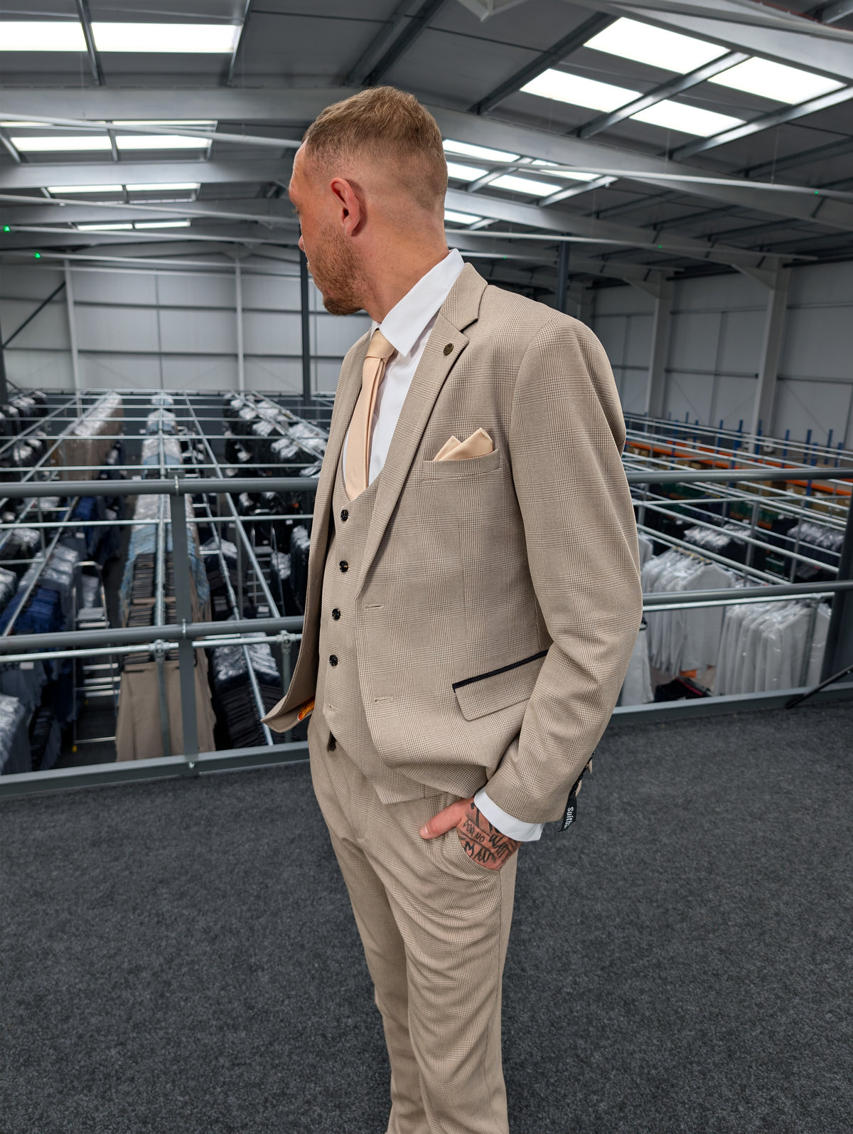 Charles Beige Three Piece Suit