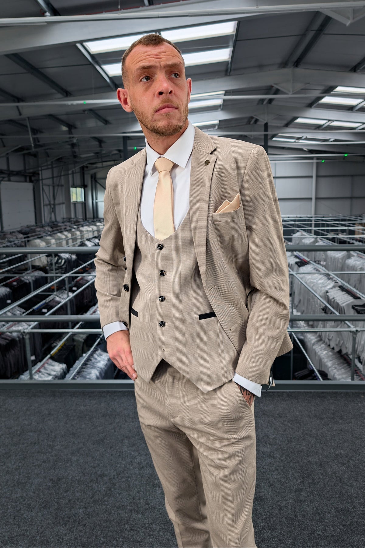 Charles Beige Three Piece Suit