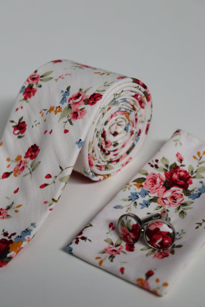 Ivory Bouquet Cotton Tie Set