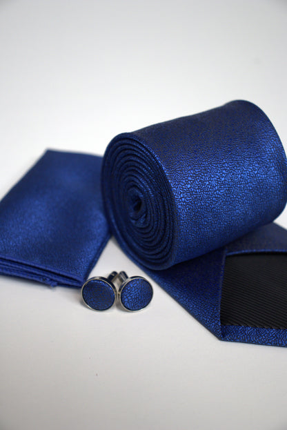 Royal Blue Textured Tie Set