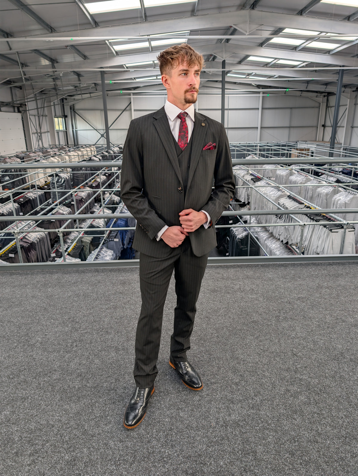 Black Pinstripe Three Piece Suit