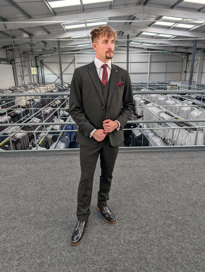 Black Pinstripe Three Piece Suit