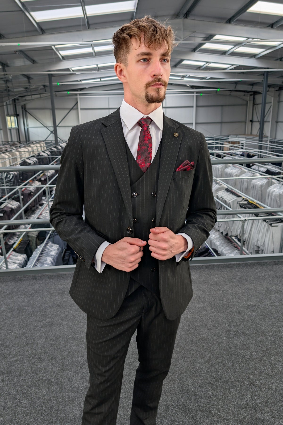 Black Pinstripe Three Piece Suit